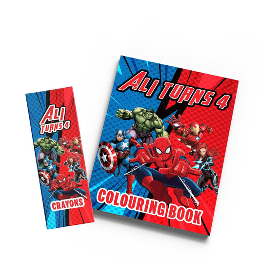 Superheroes Colouring Book & Crayons