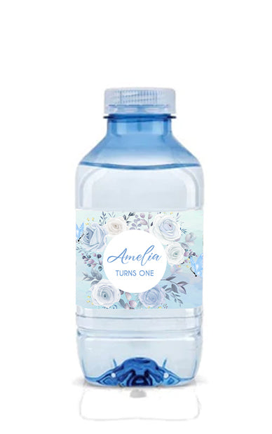 Flower & Butterflies Blue Theme Bottle Labels (12pk)