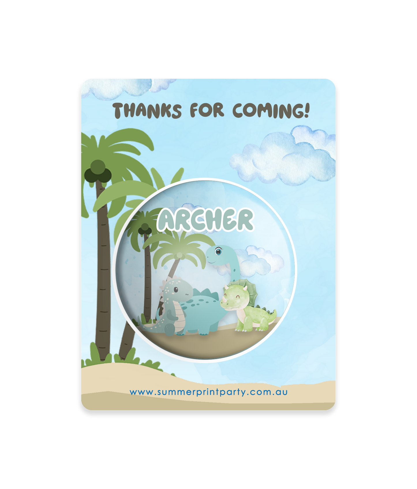 Dino Squad Cute Baby Dinosaurs Pin Badge | Kids Birthday Party Favour