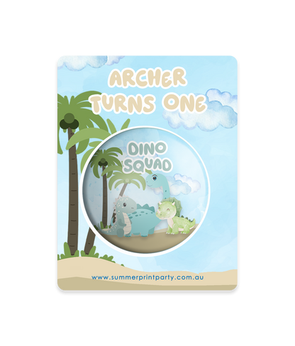 Dino Squad Cute Baby Dinosaurs Pin Badge | Kids Birthday Party Favour