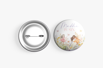 Magical Fairy Garden Pin Badges | Kids Birthday Party Favours | Personalised or Plain
