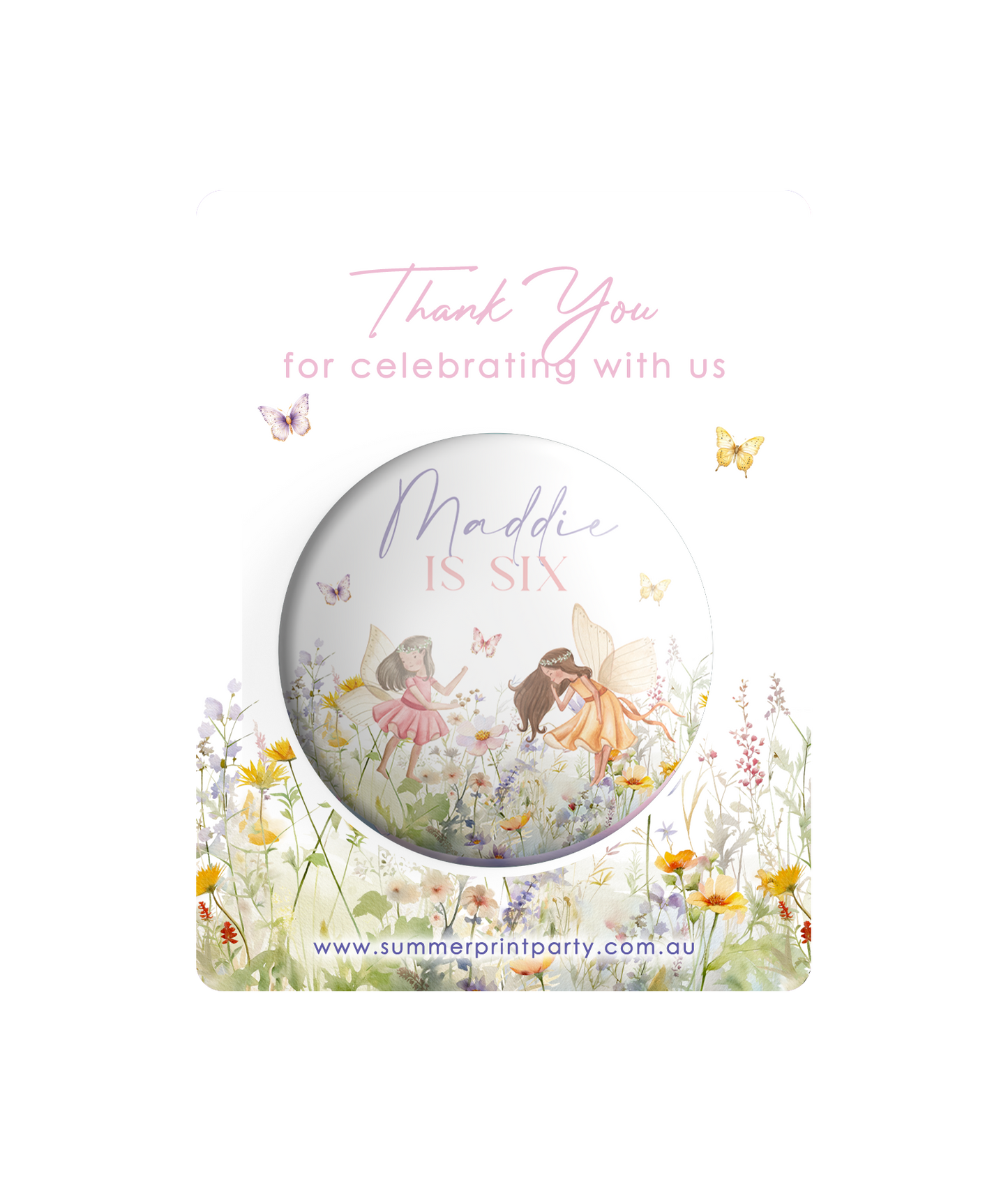 Magical Fairy Garden Pin Badges | Kids Birthday Party Favours | Personalised or Plain