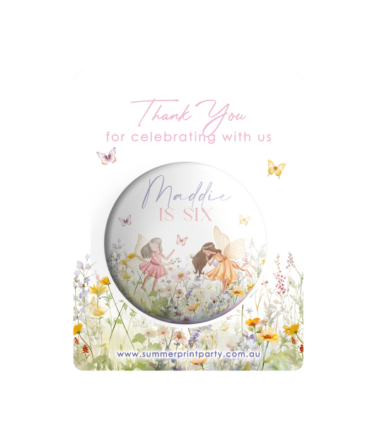 Magical Fairy Garden Pin Badges | Kids Birthday Party Favours | Personalised or Plain