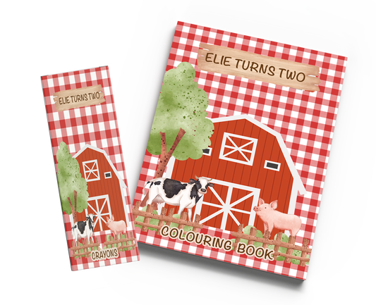 Farm Animals Barnyard Theme Colouring Book & Crayons