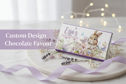 Personalised chocolate bar favours for birthday party, baby shower, wedding, and other occassions