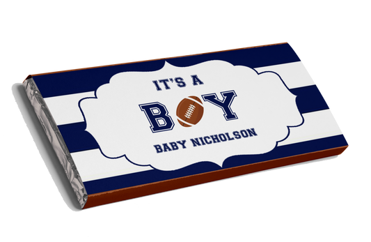 Football Inspired Baby Shower Chocolate Bar