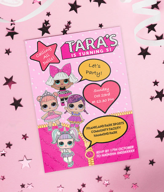 Doll Surprise Party Invitation