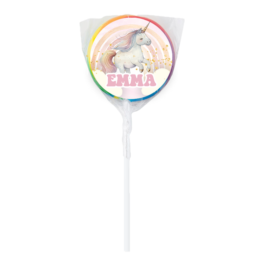 Rainbow Unicorn Theme Lollipops -12pk