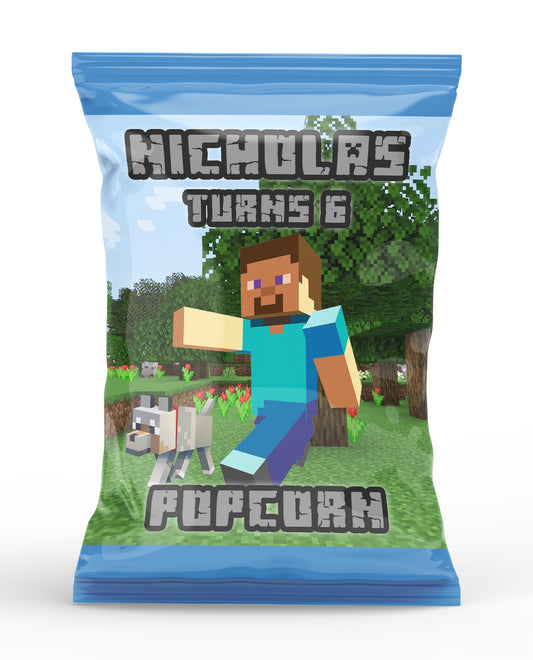 Minecraft Theme Popcorn Bag