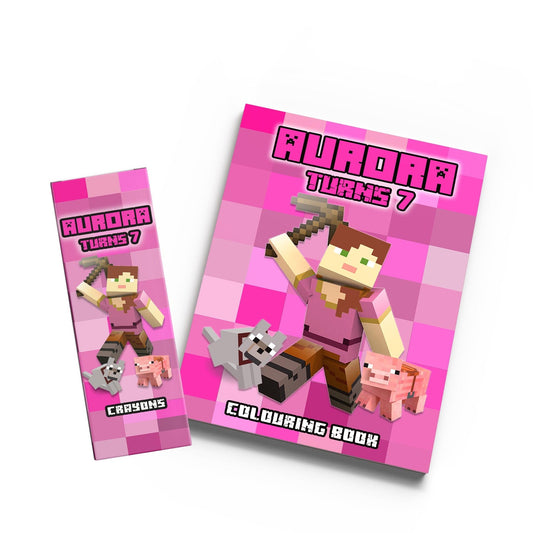 Minecraft Pink Girl Colouring Book & Crayons