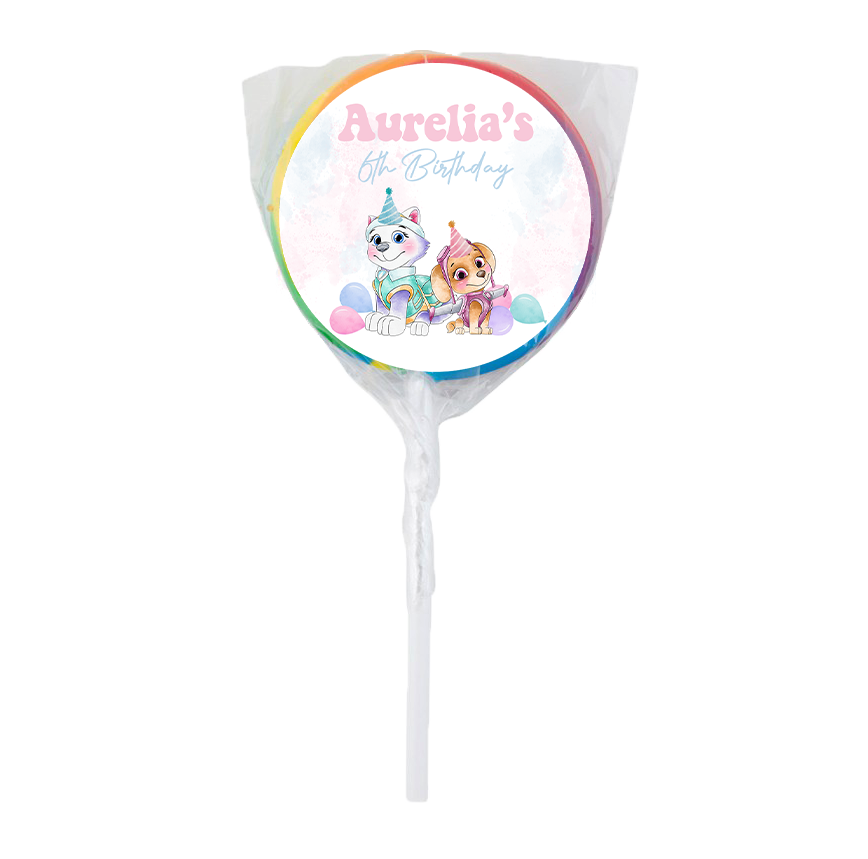 Paw Party Girl Theme Lollipops -12pk
