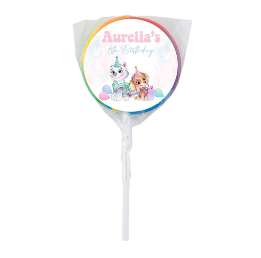 Paw Party Girl Theme Lollipops -12pk