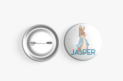 Peter Rabbit Garden Party Pin Badges | Kids Birthday Party Favours | Personalised or Plain