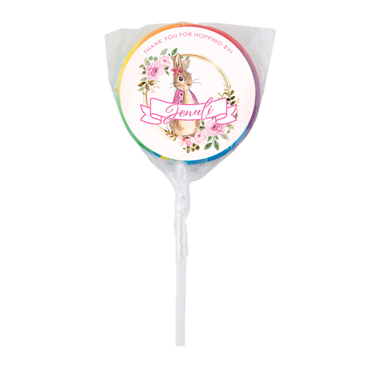 Peter Rabbit Pink Theme Lollipops -12pk