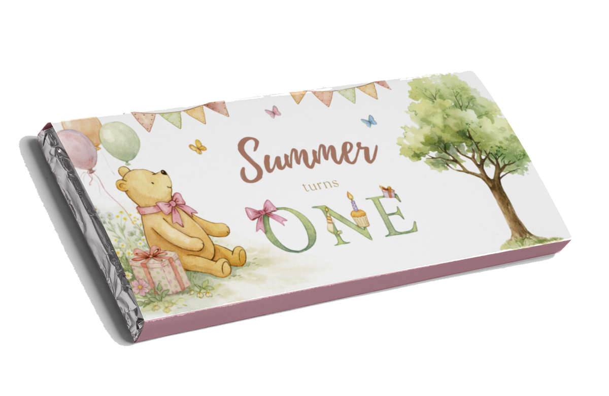 Baby Pooh Pink Theme Chocolate Bar
