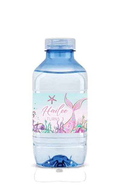 Pink Design Mermaid Tail Bottle Labels (12pk)