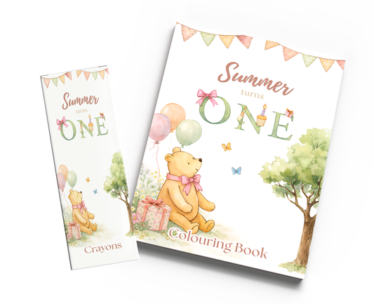 Baby Pooh Pink Theme Colouring Book