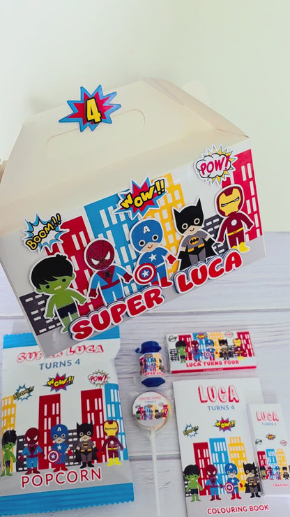 Superhero Birthday Personalised 3D Party Favour Box | Kids Birthday Party Favours