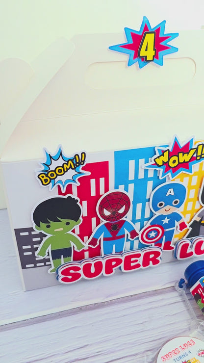 Superhero Birthday Personalised 3D Party Favour Box | Kids Birthday Party Favours