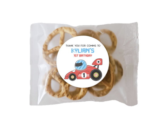Racing car theme pretzel bag