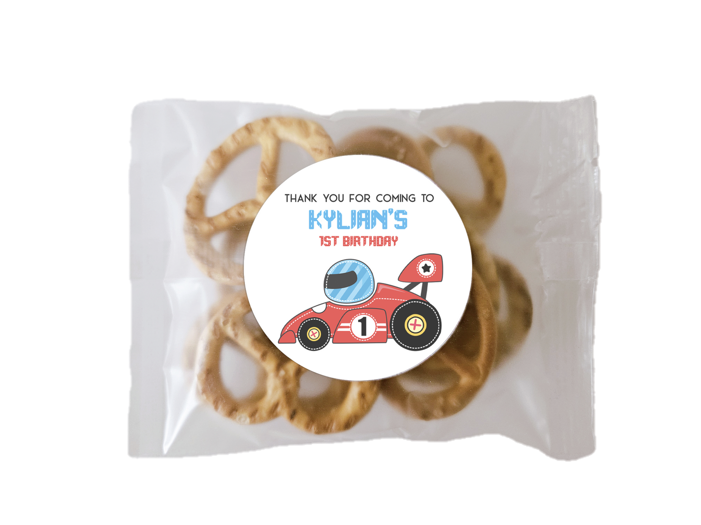 Racing car theme pretzel bag