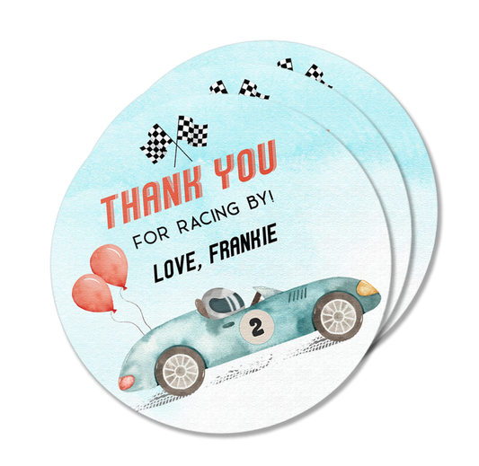 Racing Car Vintage Blue Theme Stickers Pack