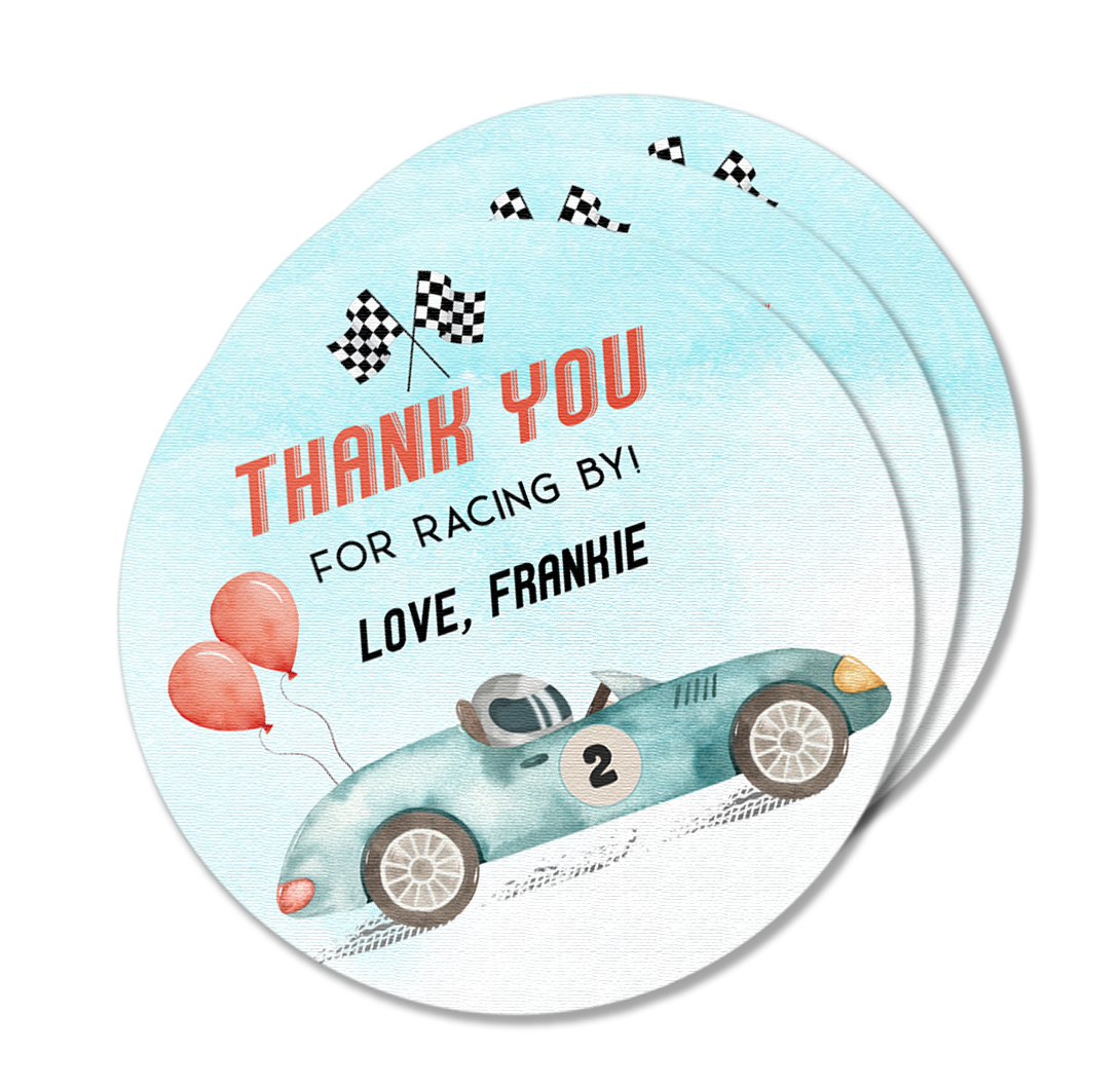 Racing Car Vintage Blue Theme Stickers Pack