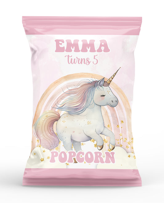 Rainbow Unicorn Theme Popcorn Bag