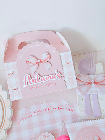 Bow Coquette Theme Pink Party Favours Box