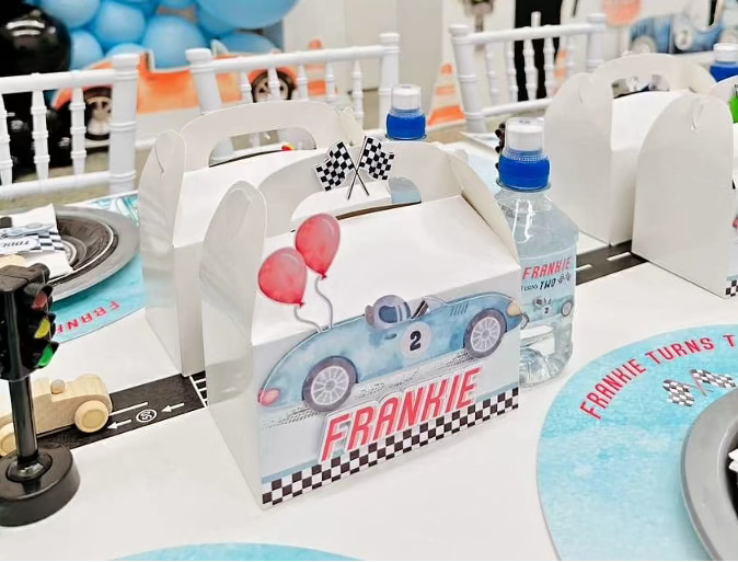 Racing Car Vintage Blue Party Box