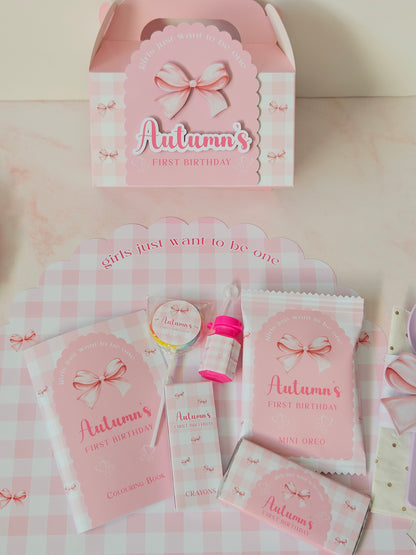 Bow Coquette Theme Pink Party Favours Box
