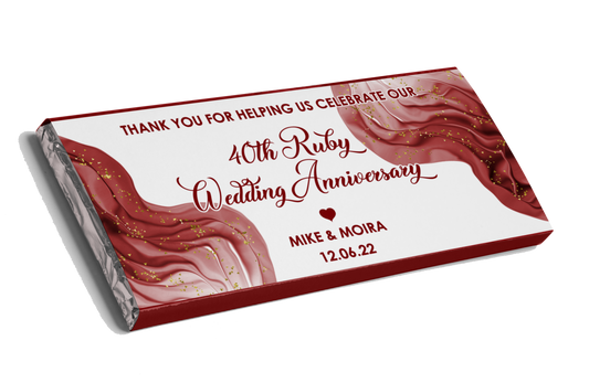 Ruby Wedding Anniversary Chocolate Bar