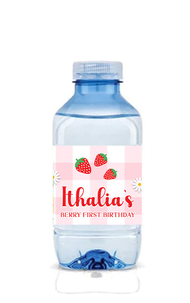 Berry First Birthday Strawberry Theme Bottle Labels (12pk)