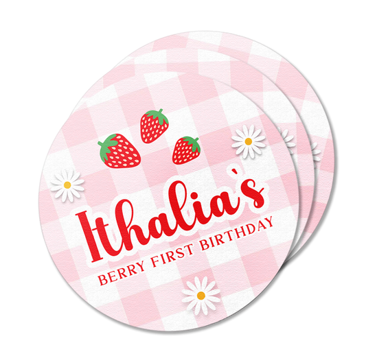 Berry First Birthday Strawberry Theme Stickers Pack