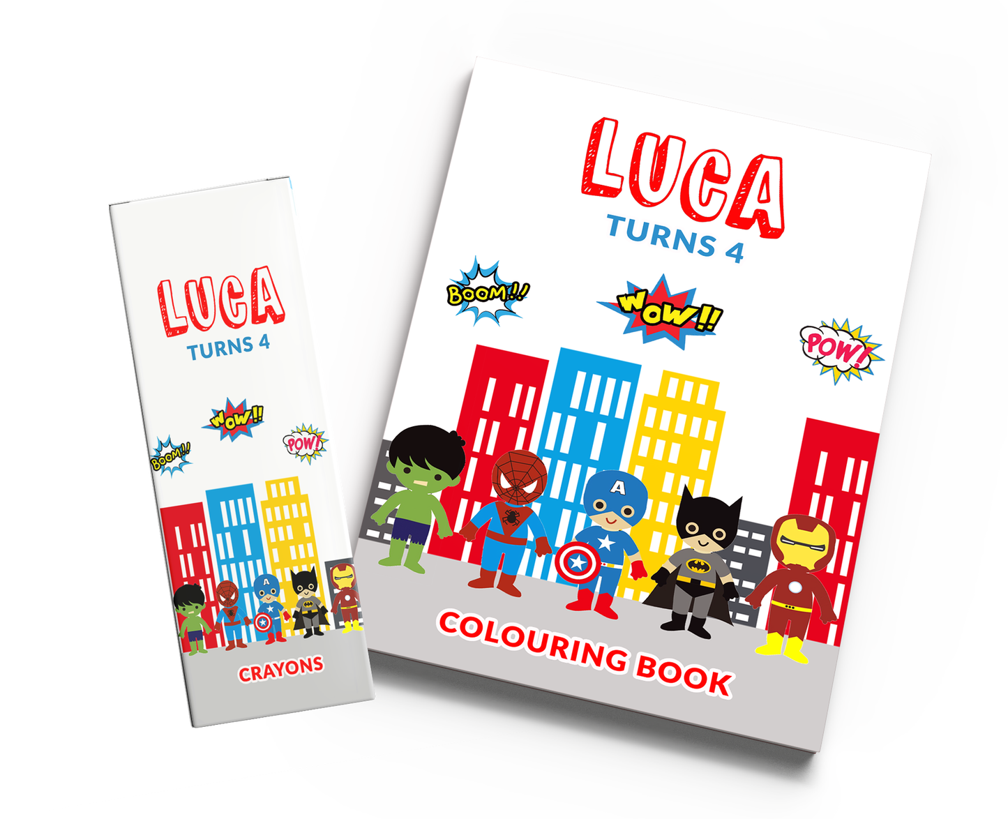 Superhero Cartoon Colouring Book & Crayons