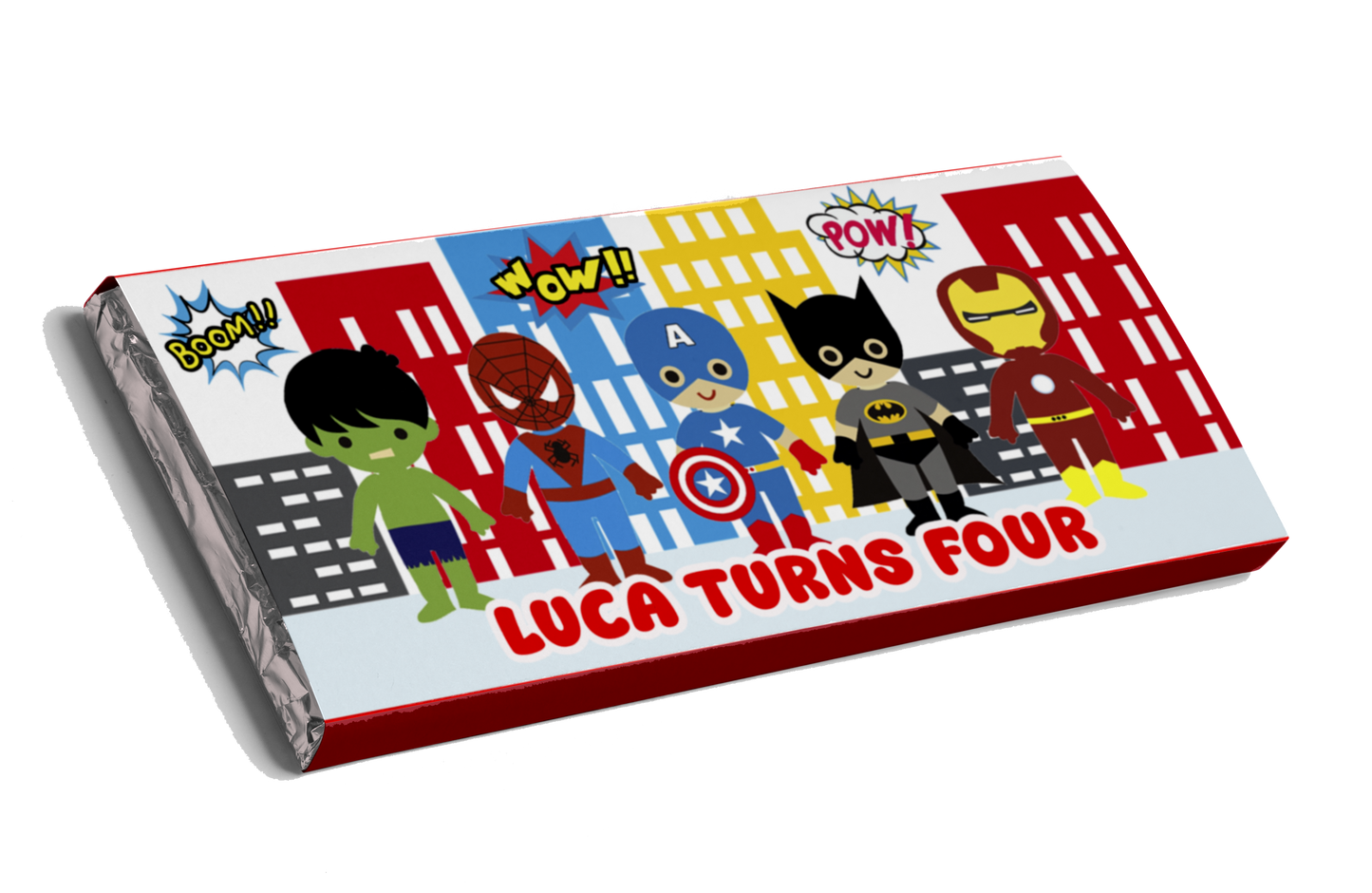 Superhero Cartoon Design Chocolate Bar