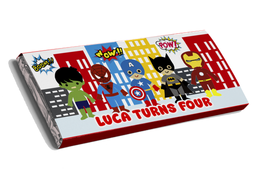 Superhero Cartoon Design Chocolate Bar