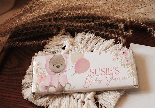 Teddy Bear Pink Chocolate Labels
