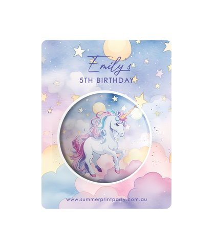 Unicorn Magic Pin Badges | Kids Birthday Party Favours | Personalised or Plain