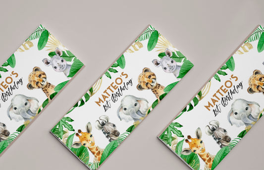 Wild One Jungle Theme Chocolate Labels
