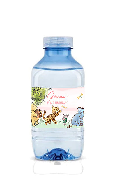 Classic Pink Winnie the Pooh Bottle Labels (12pk)
