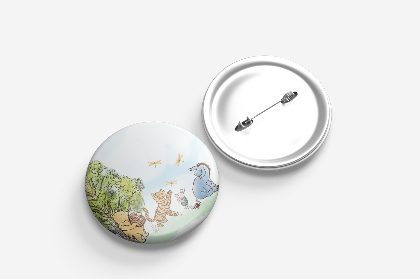 Classic Winnie the Pooh Pin Badges | Kids Birthday Party Favours | Personalised or Plain