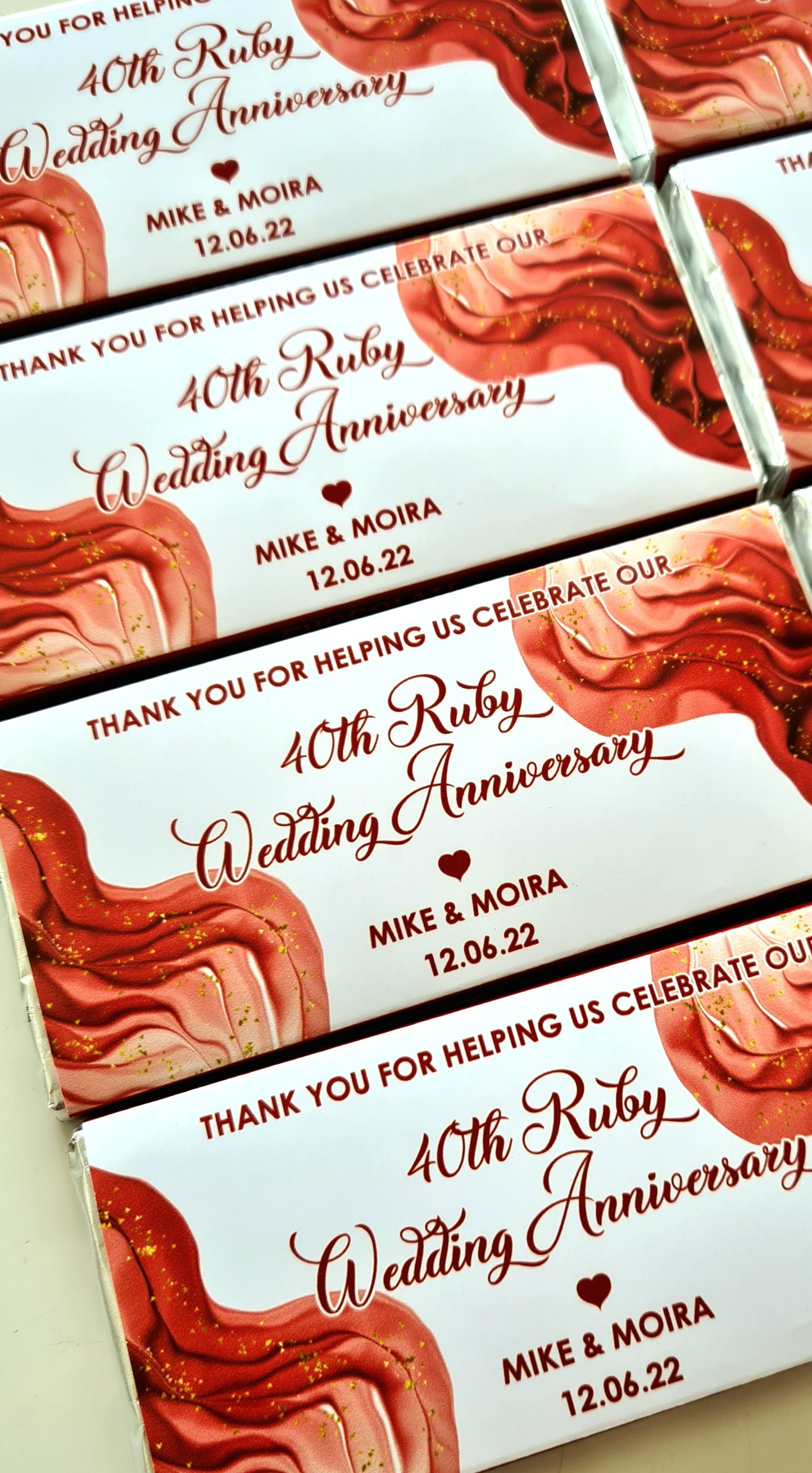 Ruby Wedding Anniversary Chocolate Bar