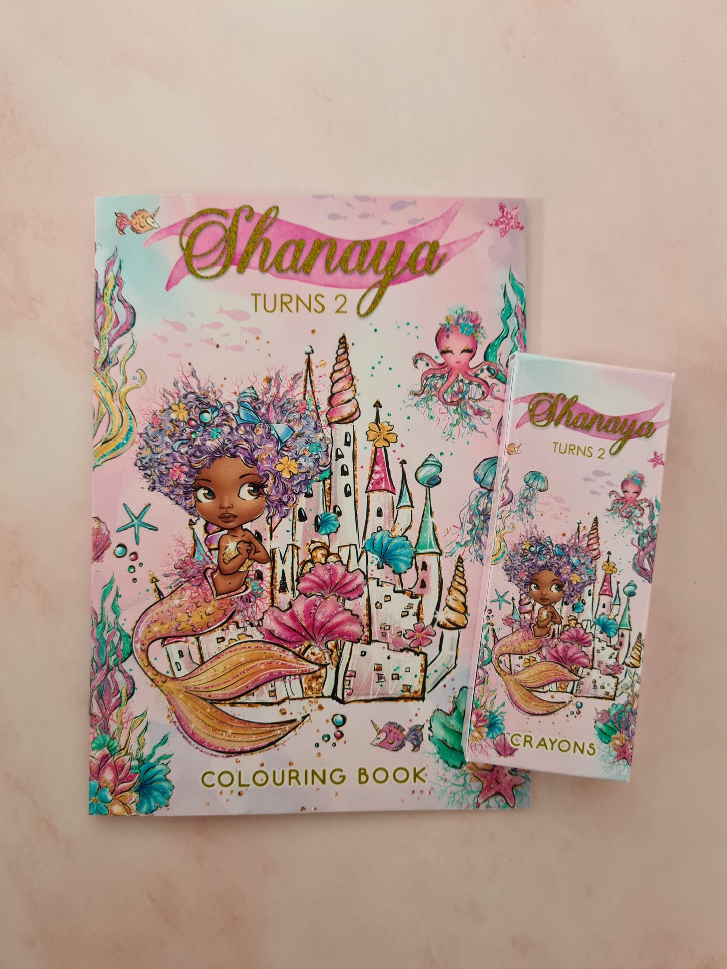 Brown Skin Mermaid Colouring Book & Crayons
