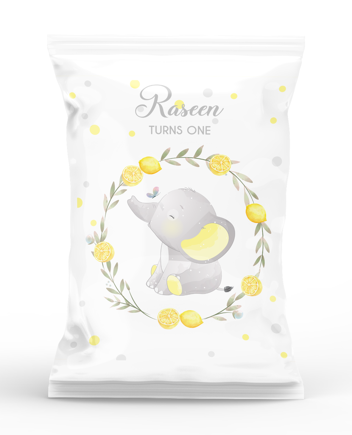Elephant Theme Popcorn Bag Elephant Lemon Design