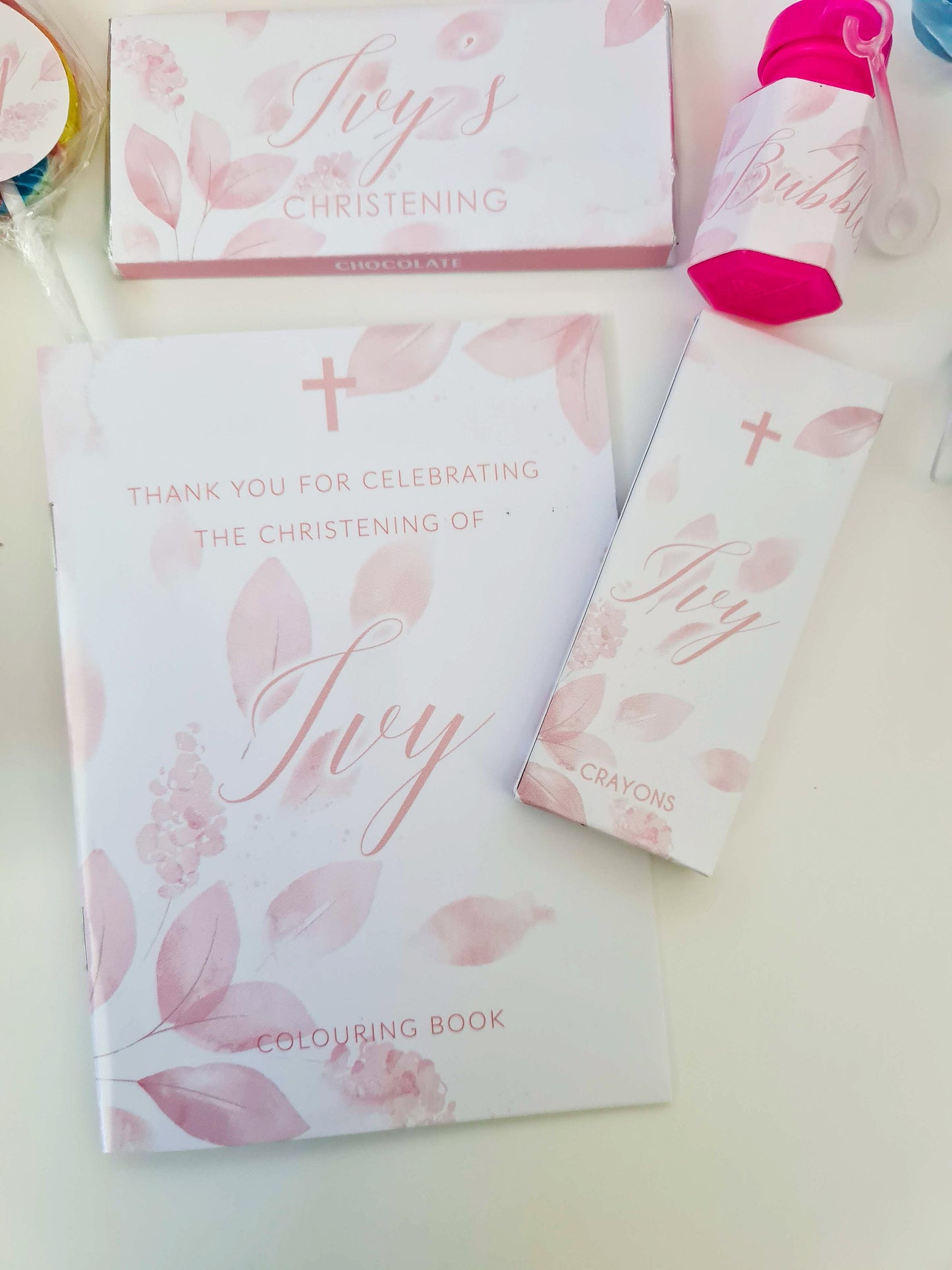 Soft Pink Floral Baptism Christening Party Box