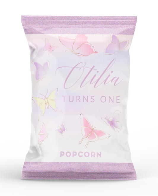 Pastel Butterflies Theme Popcorn Bag