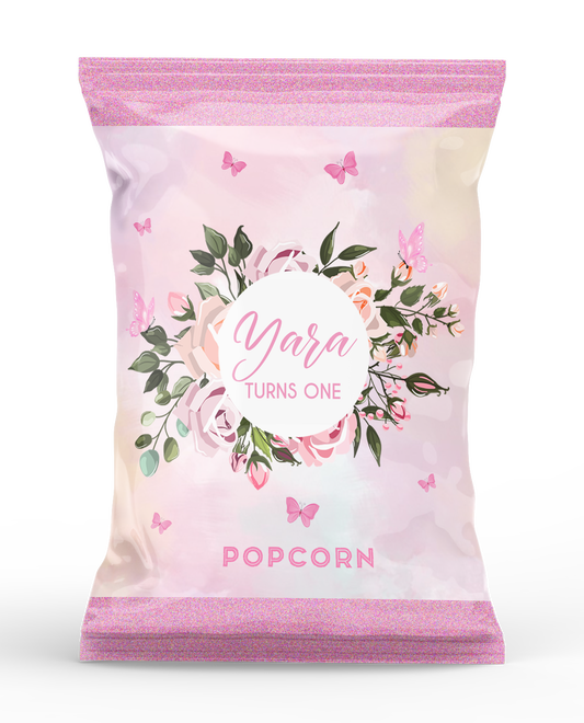 Butterfly Theme Popcorn Bag Pink