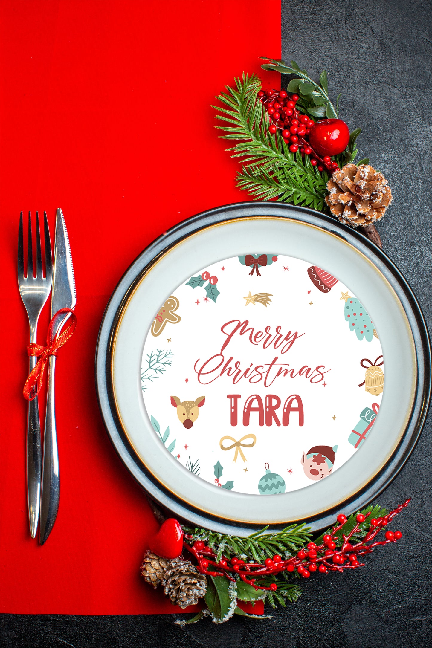 Personalised Christmas Plate Covers or Charger Plate Inserts (8pk)