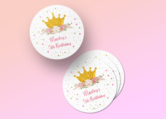 Princess Crown Party Stickers Pack